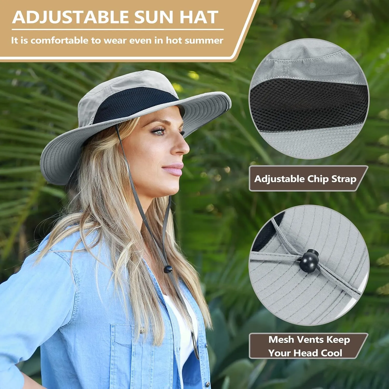 Solaris Ponytail Hole Sun Hats for Women, UPF 50  Sun Protection Outdoor Tribe Packable Cooling Hat for Gardening