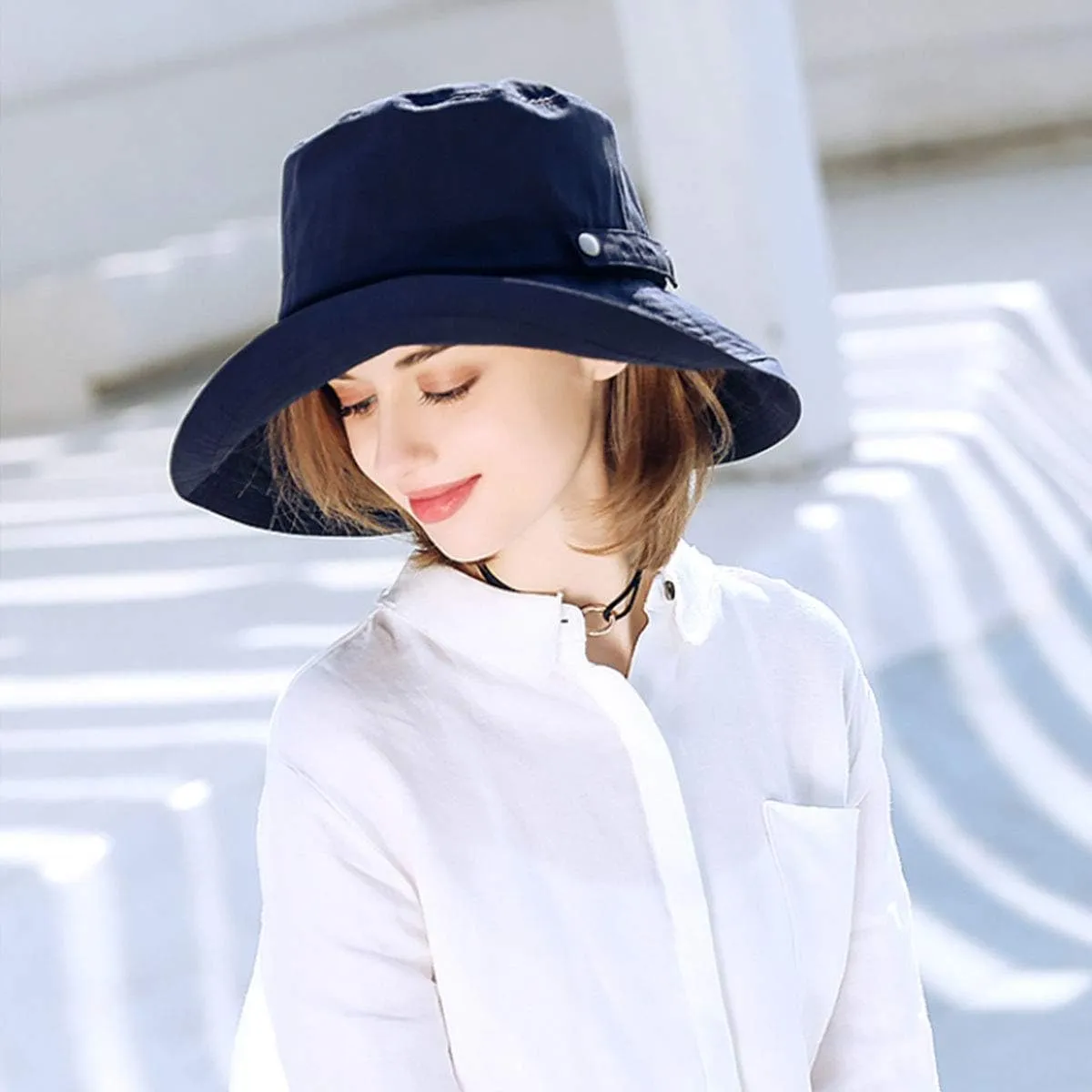 SOMALER Womens Cotton Wide Brim Sun Hats UPF50  UV Packable Beach Hat Summer Bucket Cap for Travel