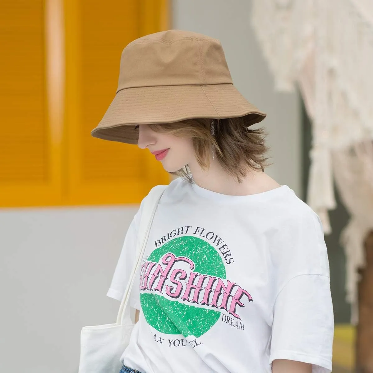 SOMALER Womens Cotton Wide Brim Sun Hats UPF50  UV Packable Beach Hat Summer Bucket Cap for Travel