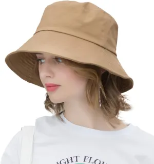 SOMALER Womens Cotton Wide Brim Sun Hats UPF50  UV Packable Beach Hat Summer Bucket Cap for Travel
