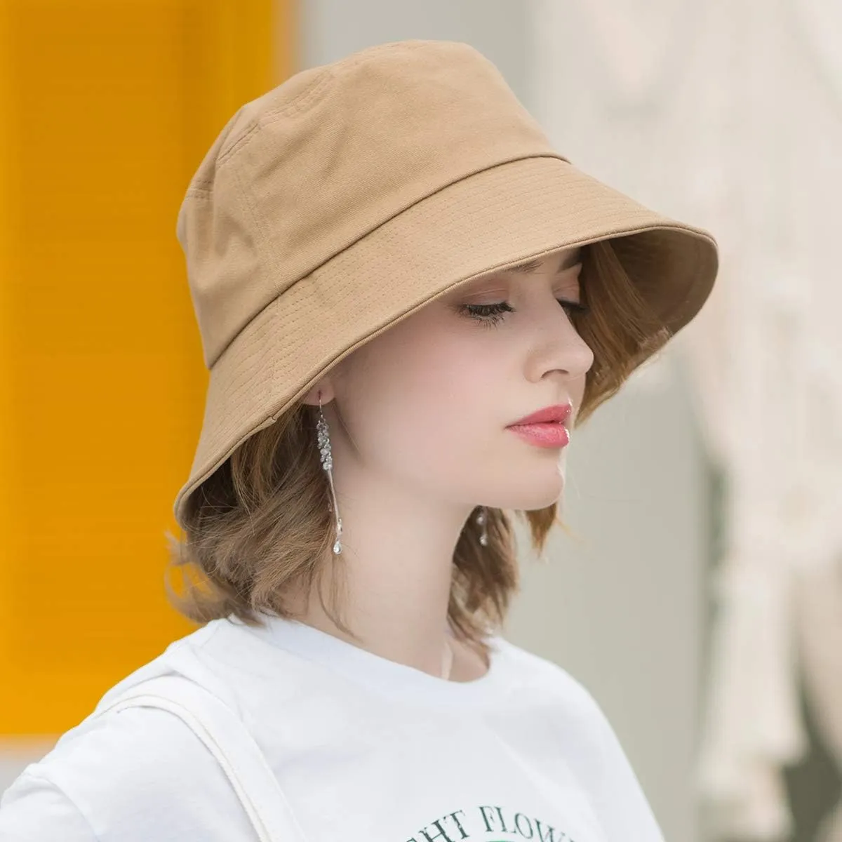 SOMALER Womens Cotton Wide Brim Sun Hats UPF50  UV Packable Beach Hat Summer Bucket Cap for Travel