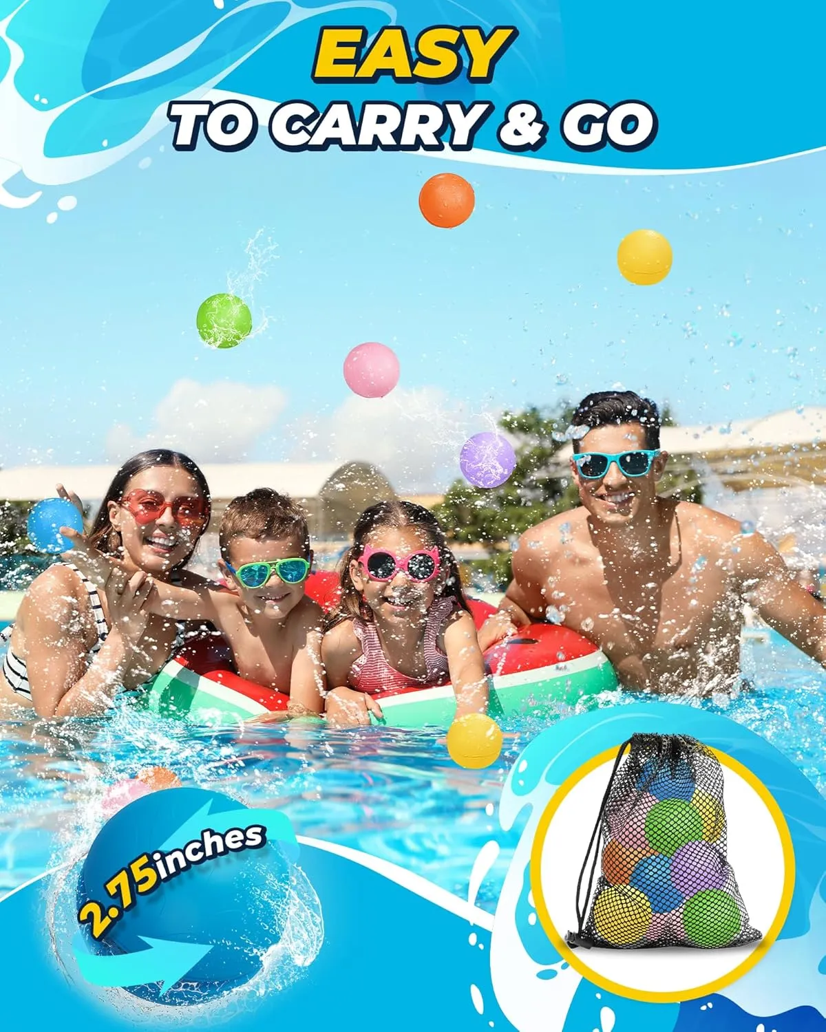 SOPPYCID Reusable Magnetic Water Balloons, Kids Summer Outdoor Toys, Quick Fill Self Sealing Water Bomb for Kids Adult Water Polo Fight Games,Summer Fun Party Water Balls with Storage Bag (20pack)