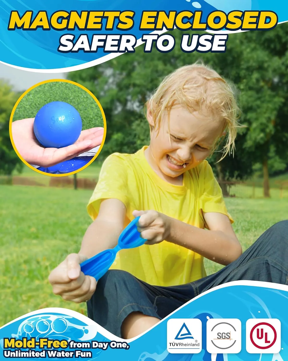SOPPYCID Reusable Magnetic Water Balloons, Kids Summer Outdoor Toys, Quick Fill Self Sealing Water Bomb for Kids Adult Water Polo Fight Games,Summer Fun Party Water Balls with Storage Bag (20pack)