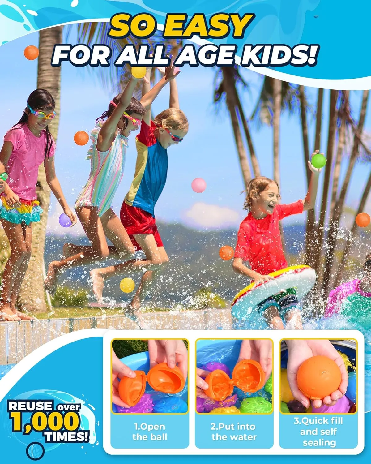 SOPPYCID Reusable Magnetic Water Balloons, Kids Summer Outdoor Toys, Quick Fill Self Sealing Water Bomb for Kids Adult Water Polo Fight Games,Summer Fun Party Water Balls with Storage Bag (20pack)