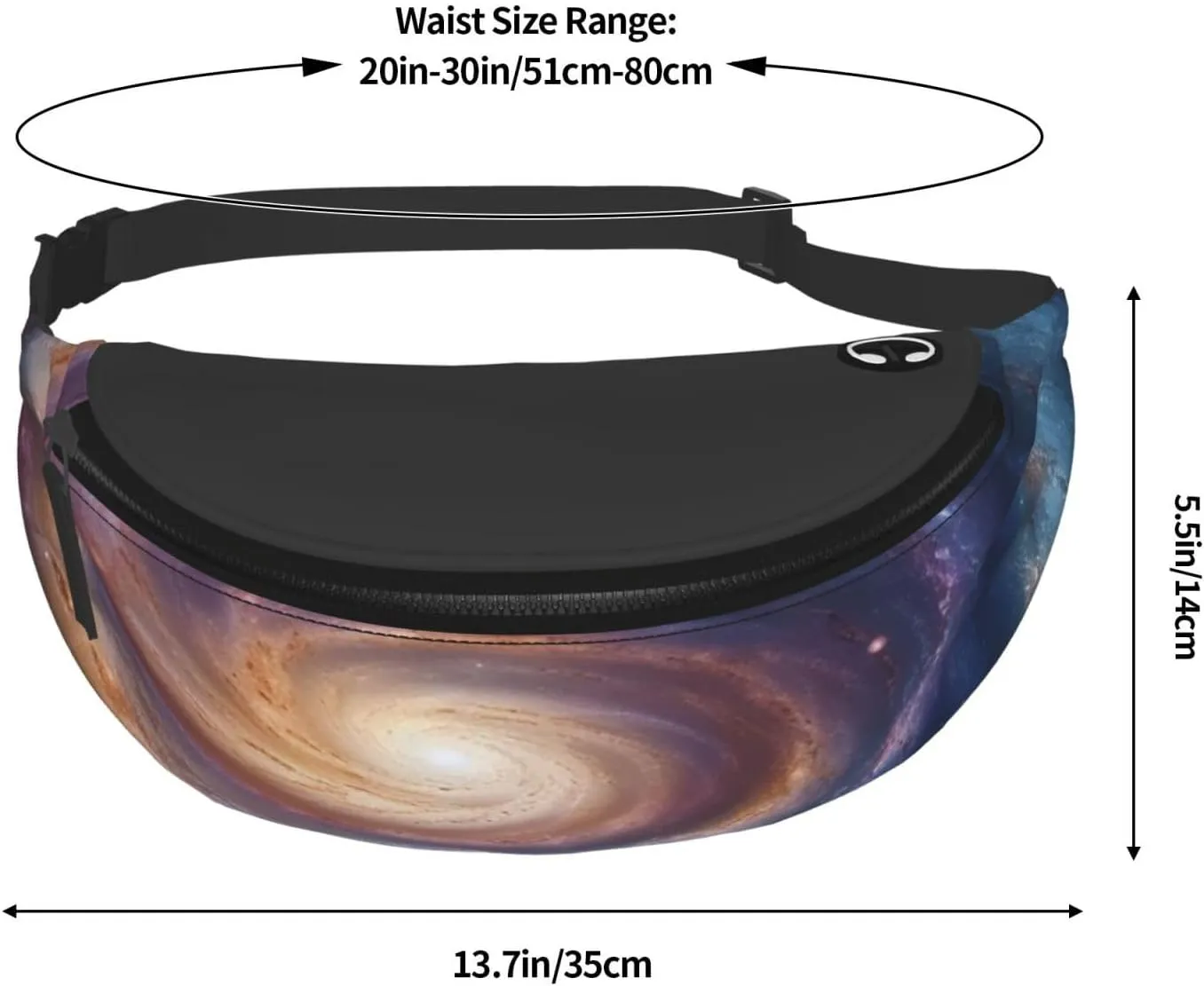 Space Spiral Cosmic Energy Fanny Pack for Man Women Waist Bag Adjustable Belt Casual Chest Bag Bum Bags for Travel Sports Running Hiking Waist Packs