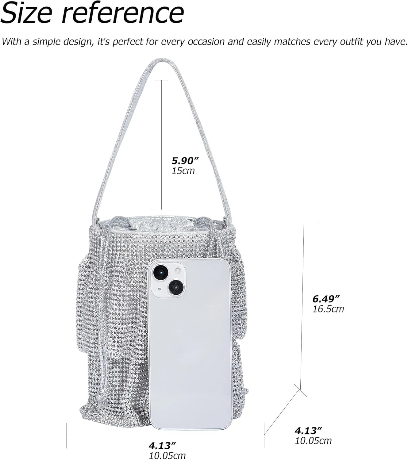 Sparkling Rhinestone Chain Handbag Women Elegant Evening Clutch Bag Bling Crystal Crossbody Purse for Wedding Party