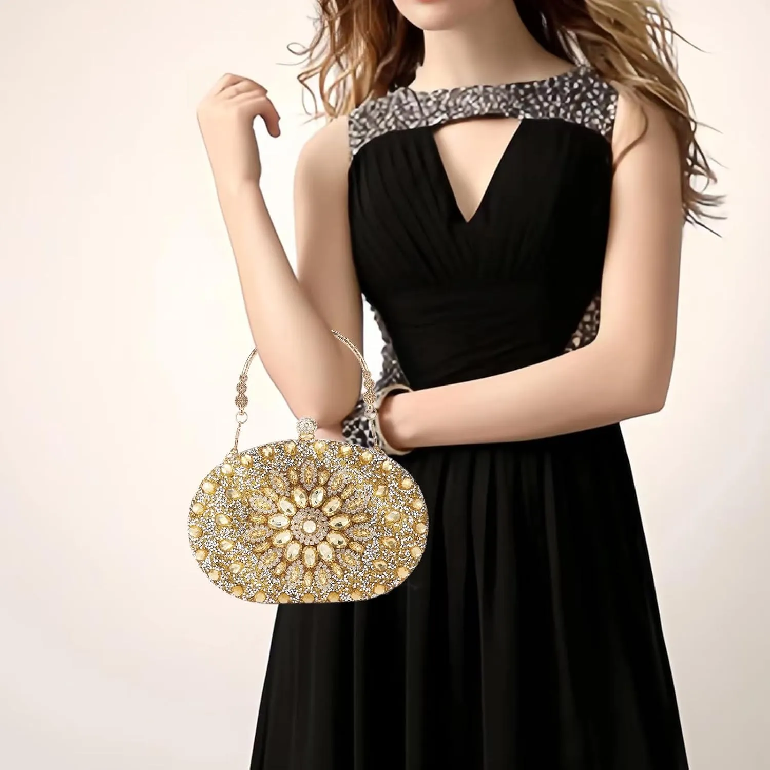 Sparkly Women's Evening Clutch Purses Rhinestone Bag Luxury Handbags For Weddings Formal Prom Party