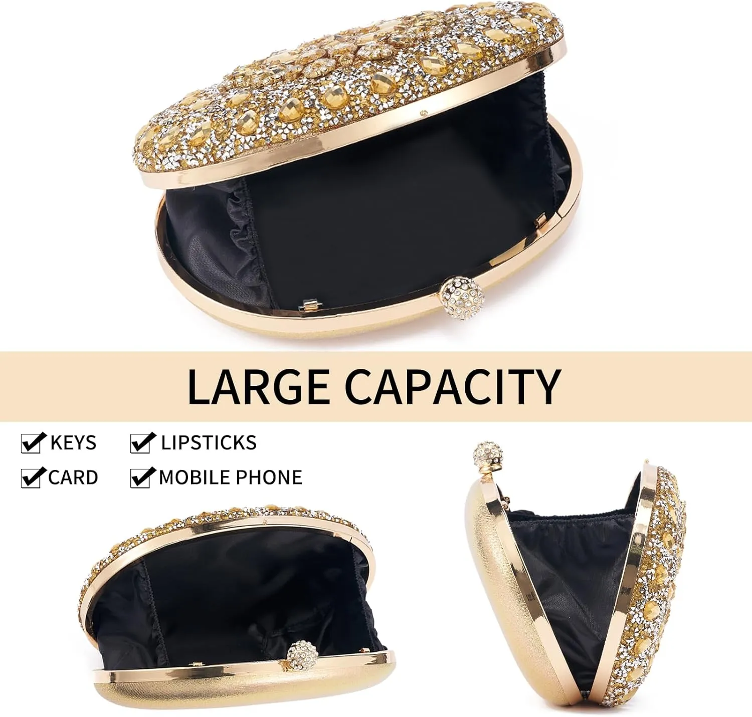 Sparkly Women's Evening Clutch Purses Rhinestone Bag Luxury Handbags For Weddings Formal Prom Party
