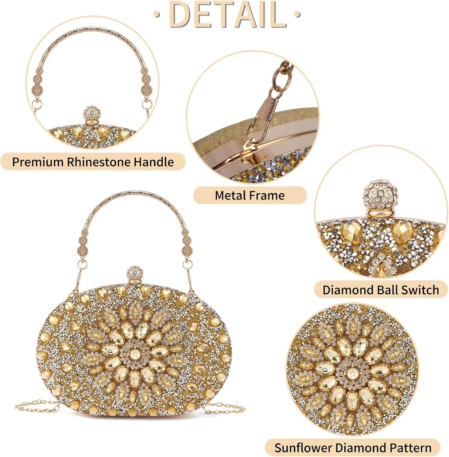 Sparkly Women's Evening Clutch Purses Rhinestone Bag Luxury Handbags For Weddings Formal Prom Party