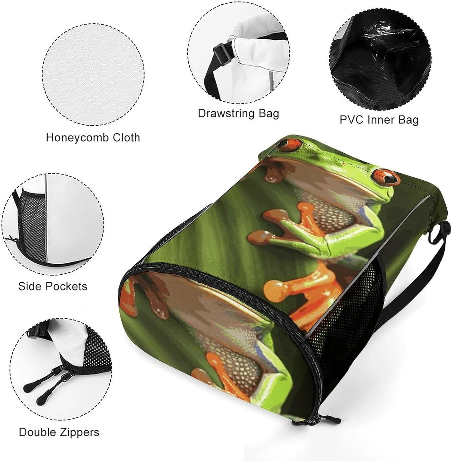 Sport Drawstring Backpack Beach Bag Tree Frog Drawstring Bag Suitable for Fitness And Swimming