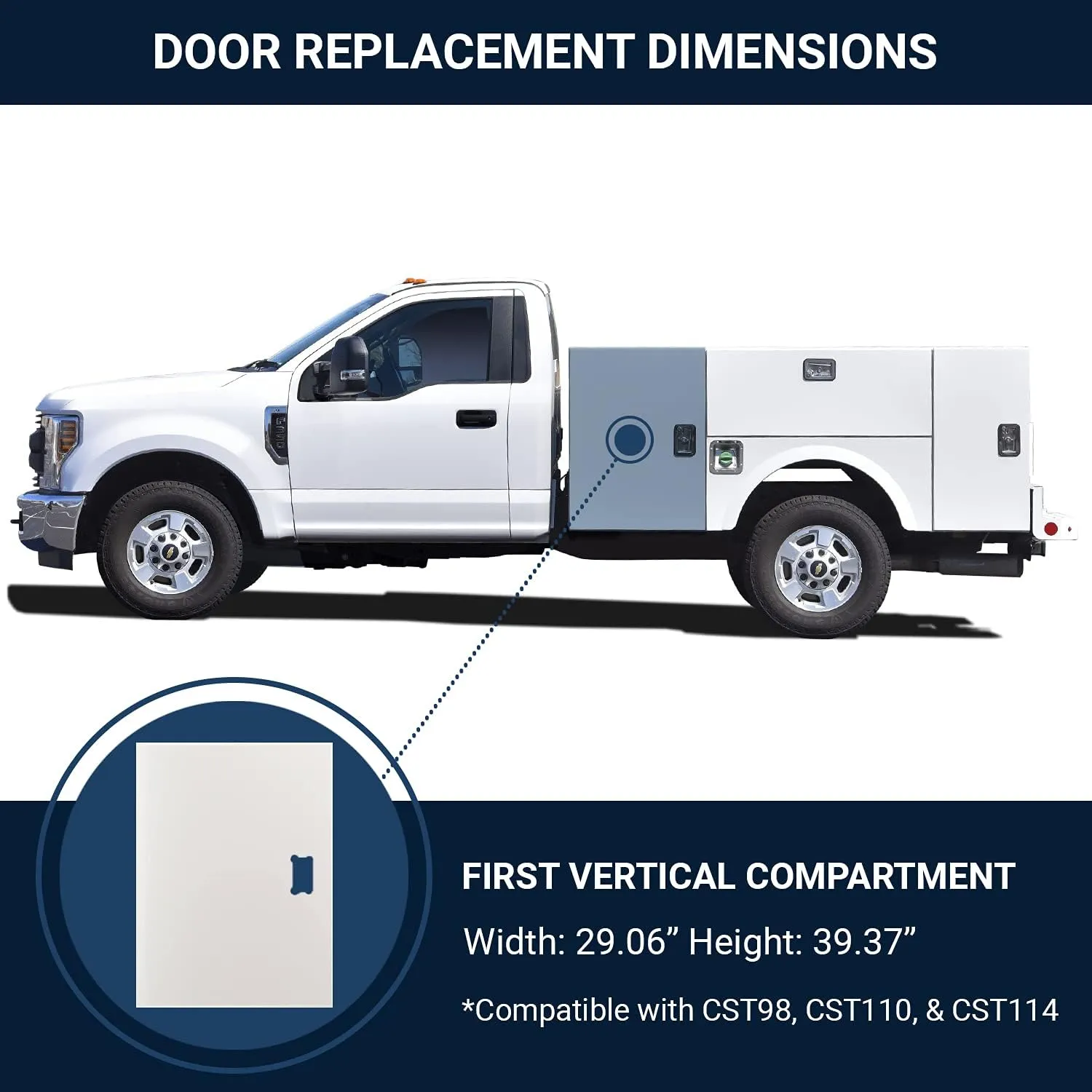 Stahl Truck Bodies - 231948-PC - Vertical Door Challenger ST Service Body (2012-Current) - Replacement for Side Vertical Compartment Doors: CST98, CST110, and CST134