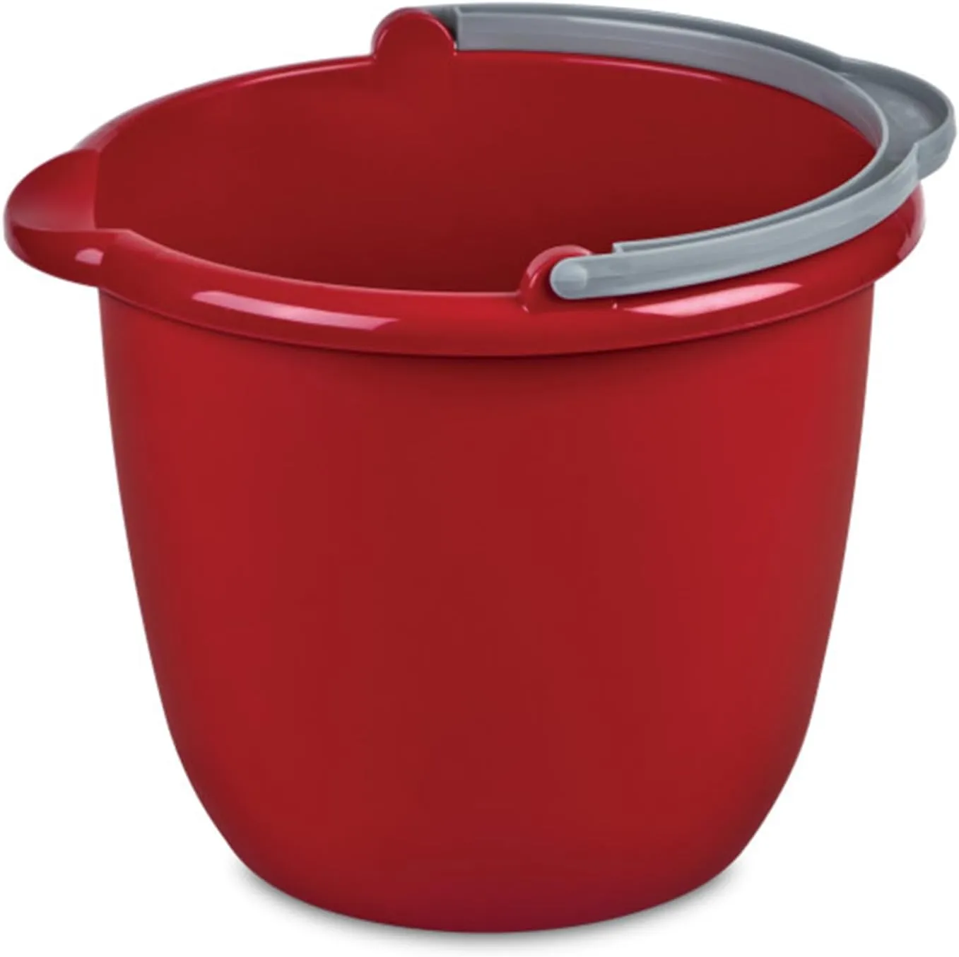 Sterilite 10 Qt Spout Pail with Handle, Bucket for Household Cleaning, Washing the Car, and Mopping, Spout to Easily Pour Water, Red, 12-Pack