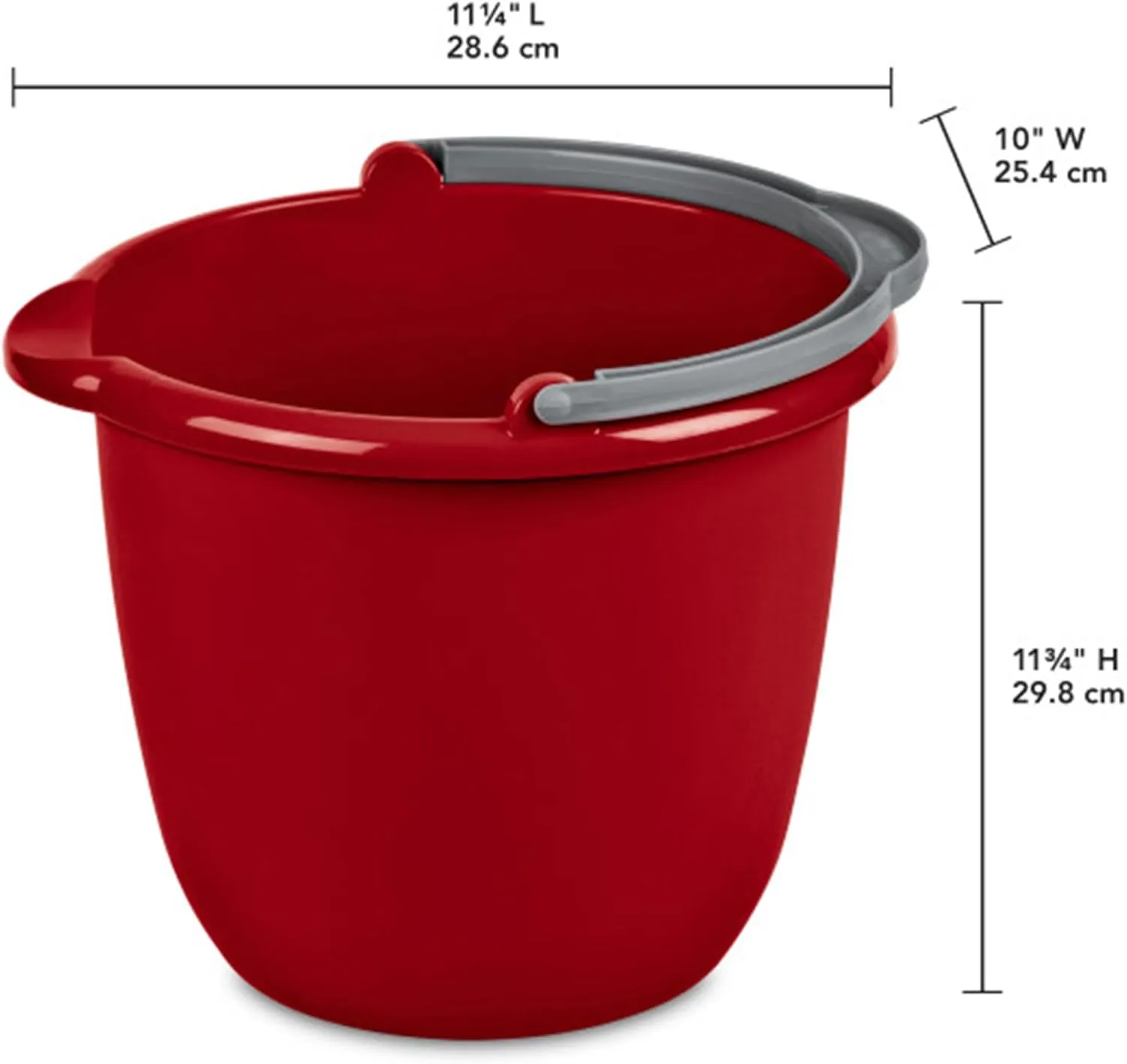 Sterilite 10 Qt Spout Pail with Handle, Bucket for Household Cleaning, Washing the Car, and Mopping, Spout to Easily Pour Water, Red, 12-Pack