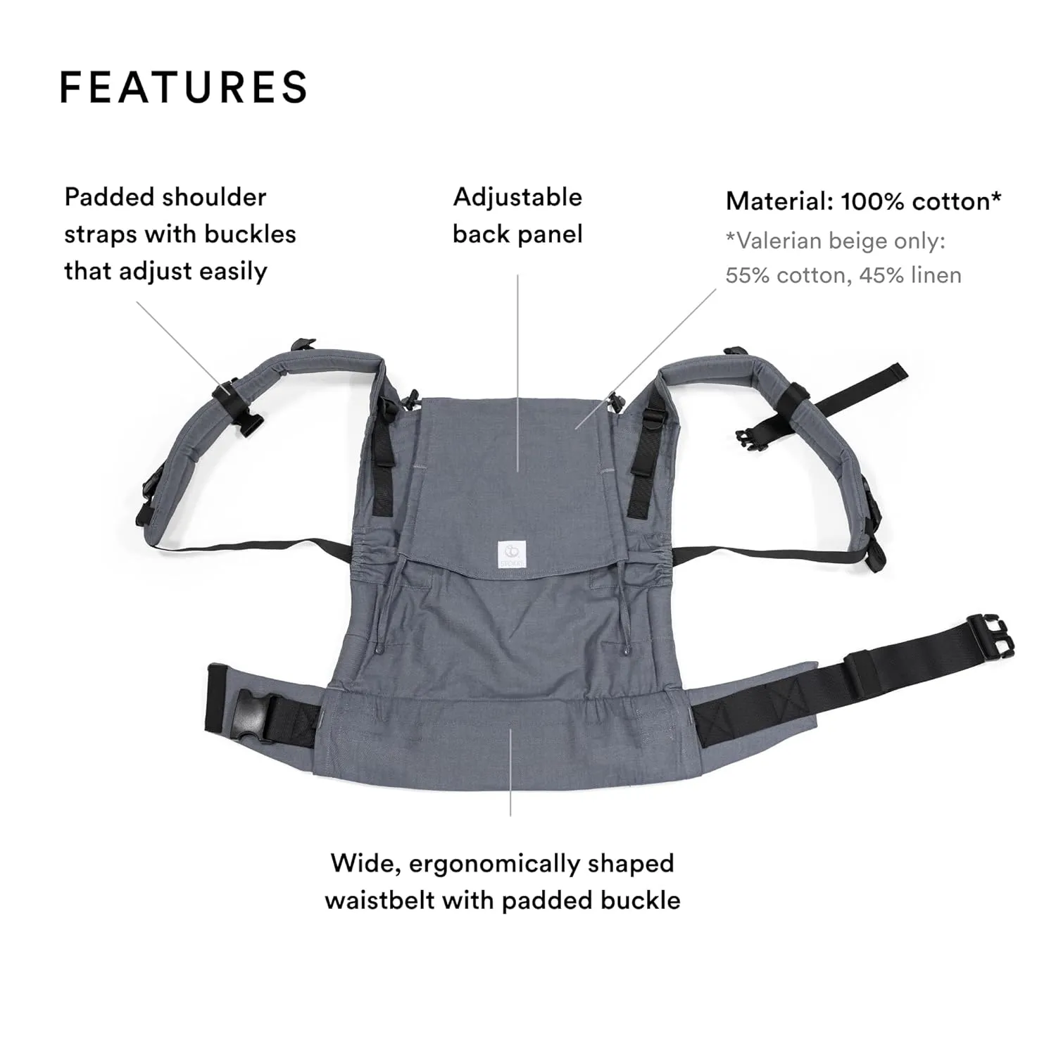Stokke Limas Carrier Flex, Slate Melange - Full-Buckle Baby Carrier - Ergonomic with Adjustable Features - Three Carrying Options - Safe for Babies from 1 Month/8.8 lbs to 44.1 lbs
