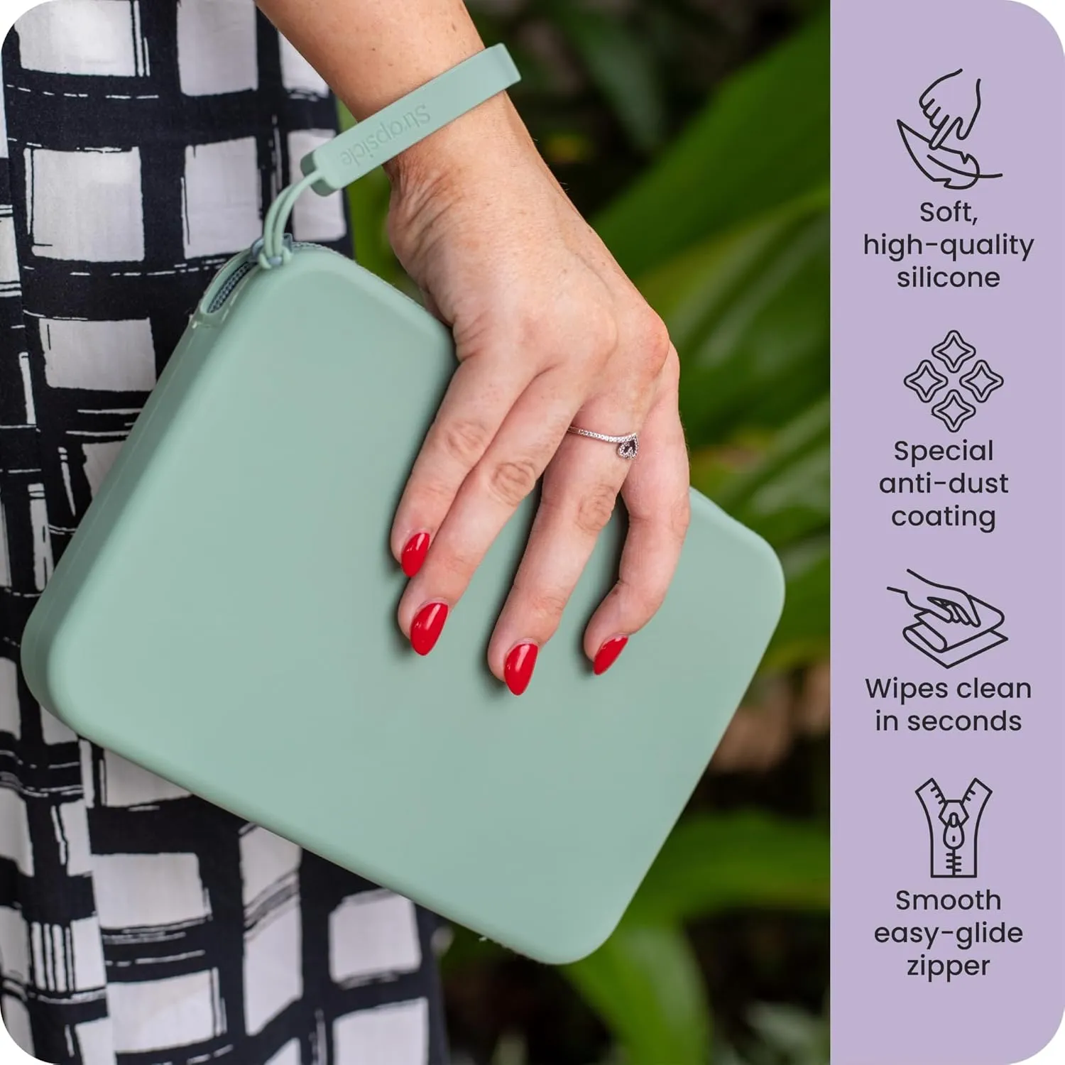 Strapsicle Silicone Clutch for Kindle & E-Readers – Multi-Purpose Bag for Phone, Wallet & Keys – Fits 6.8″–7″ Paperwhite 2024, 6″ Kindles, Kobos, Nook & iPad mini 6 – Anti-Dust Coating - Black