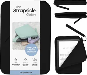 Strapsicle Silicone Clutch for Kindle & E-Readers – Multi-Purpose Bag for Phone, Wallet & Keys – Fits 6.8″–7″ Paperwhite 2024, 6″ Kindles, Kobos, Nook & iPad mini 6 – Anti-Dust Coating - Black
