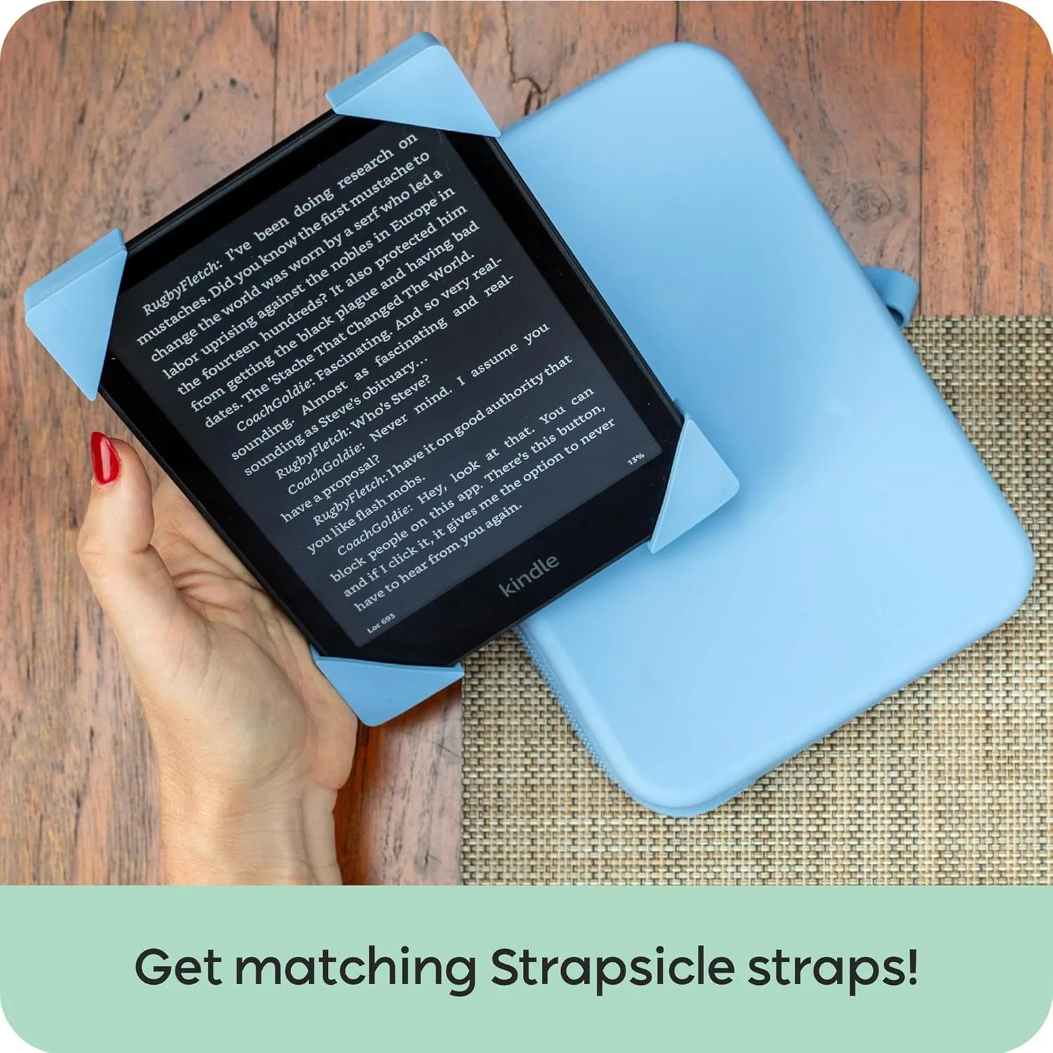 Strapsicle Silicone Clutch for Kindle & E-Readers – Multi-Purpose Bag for Phone, Wallet & Keys – Fits 6.8″–7″ Paperwhite 2024, 6″ Kindles, Kobos, Nook & iPad mini 6 – Anti-Dust Coating - Black