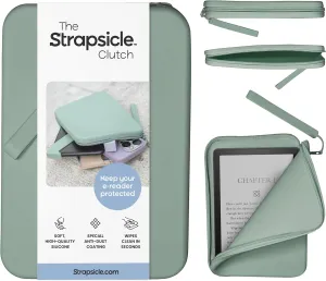 Strapsicle Silicone Clutch for Kindle & E-Readers – Multi-Purpose Bag for Phone, Wallet & Keys – Fits 6.8″–7″ Paperwhite 2024, 6″ Kindles, Kobos, Nook & iPad mini 6 – Anti-Dust Coating - Sage