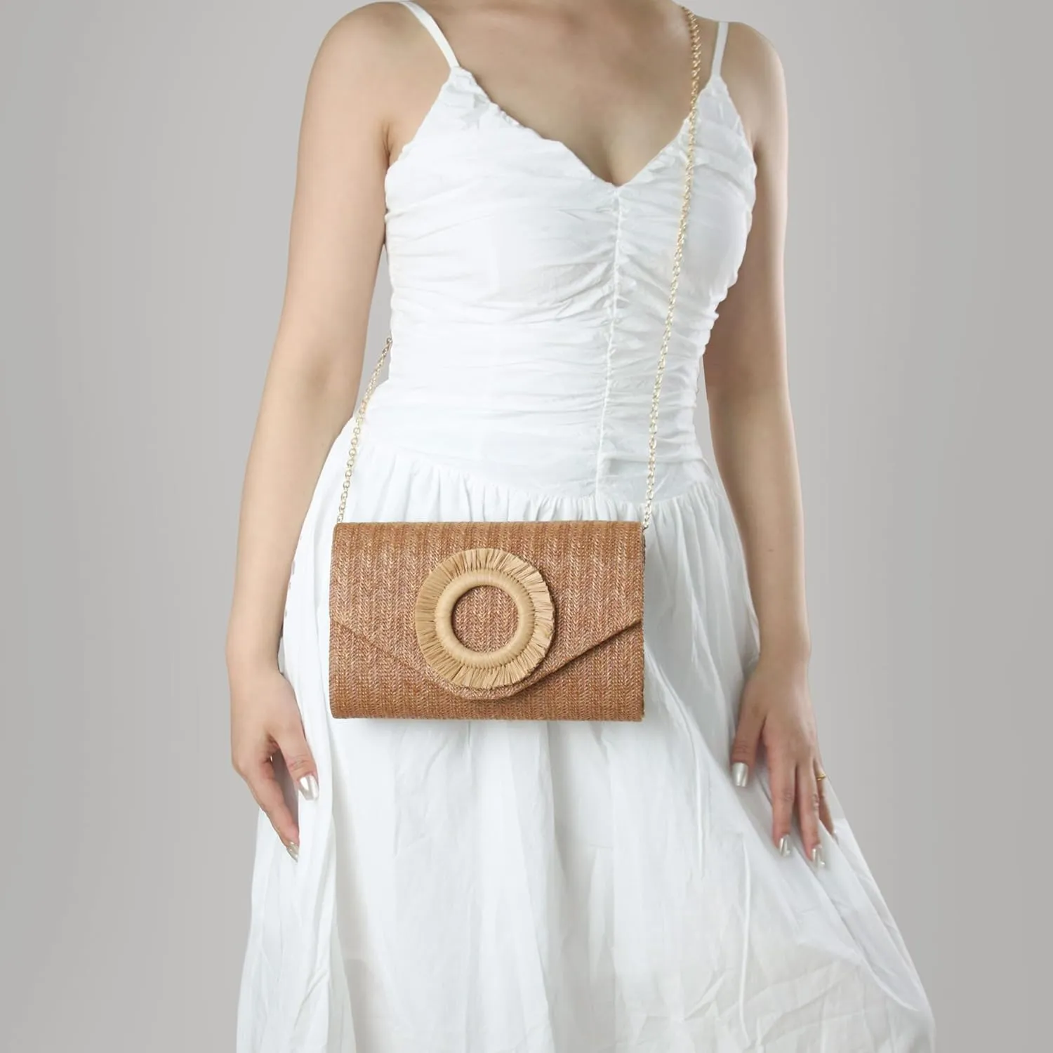 Straw Clutch Purse for Women,Summer Beach Bag,Envelope Evening Clutch Handbags for Formal Party Wedding 2025
