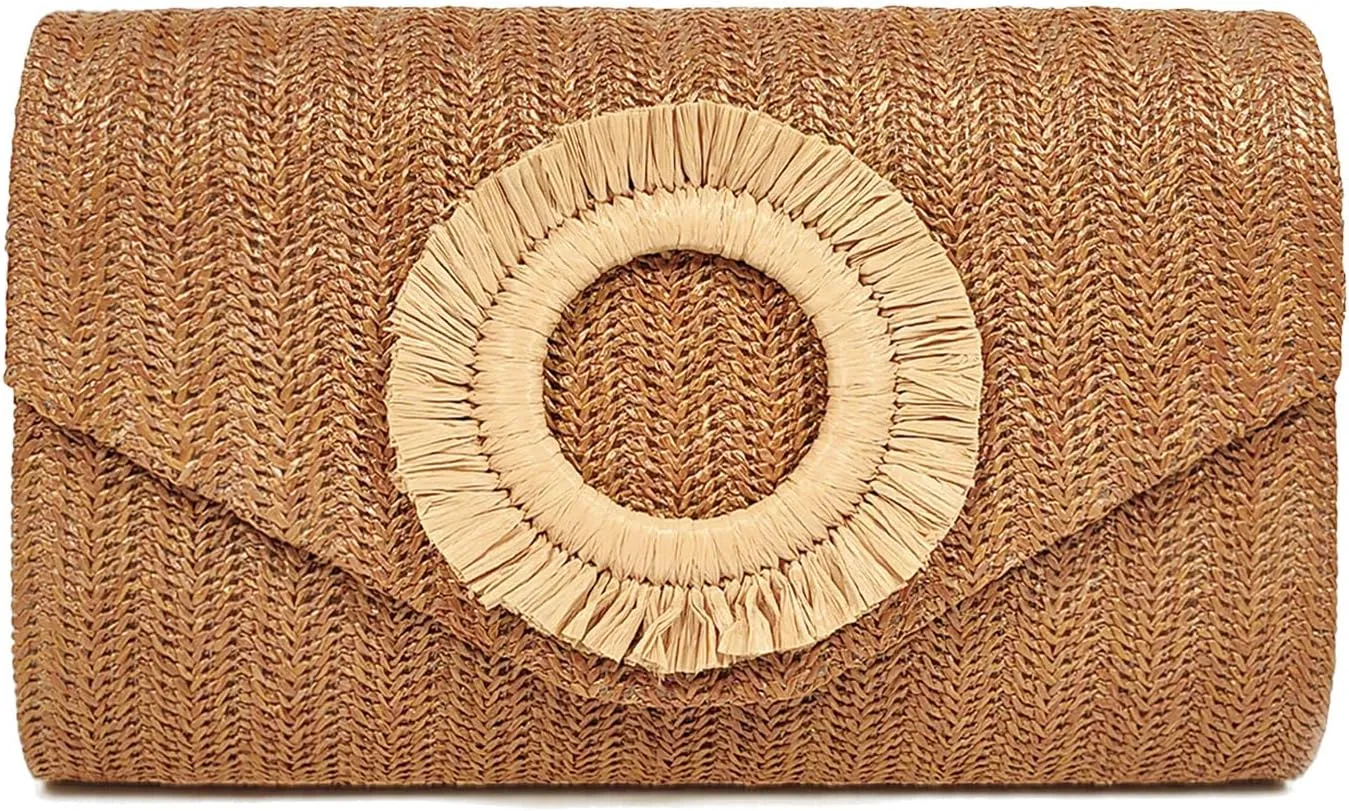 Straw Clutch Purse for Women,Summer Beach Bag,Envelope Evening Clutch Handbags for Formal Party Wedding 2025
