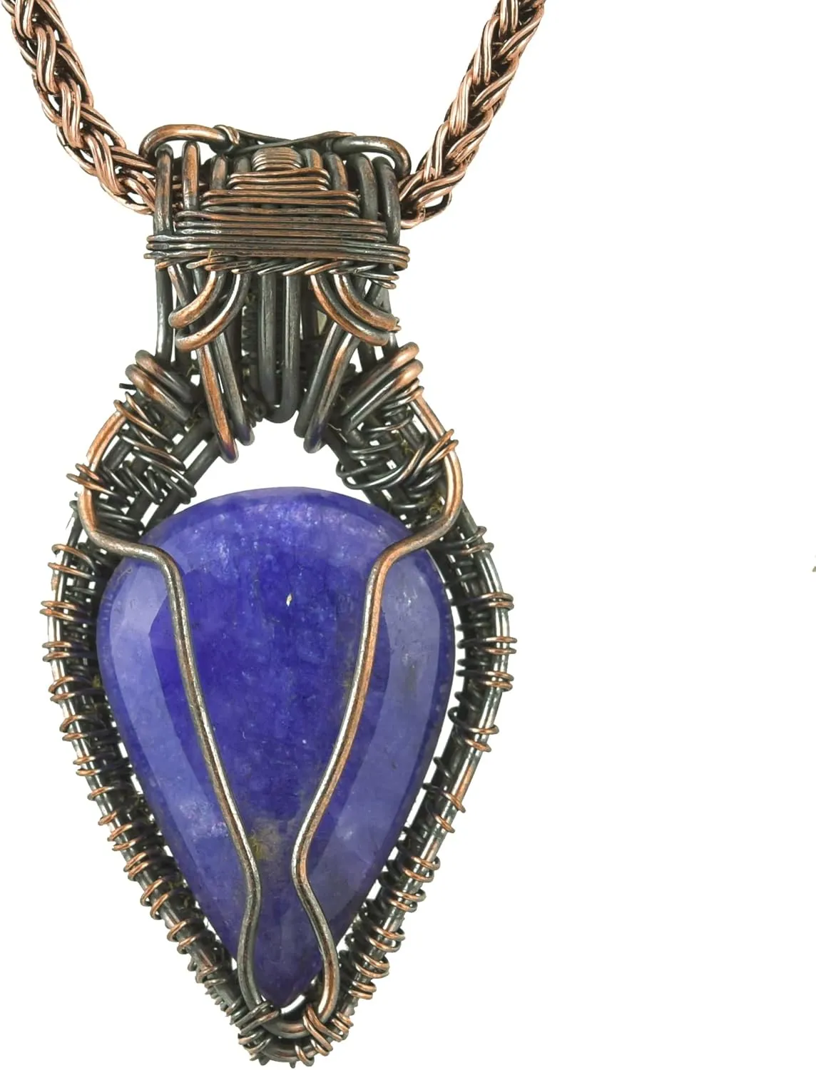 Stunning Handmade Copper Wire Wrapped Multi-Gemstone Pendant Necklace 20" - Perfect for Spiritual Connection and Intuition