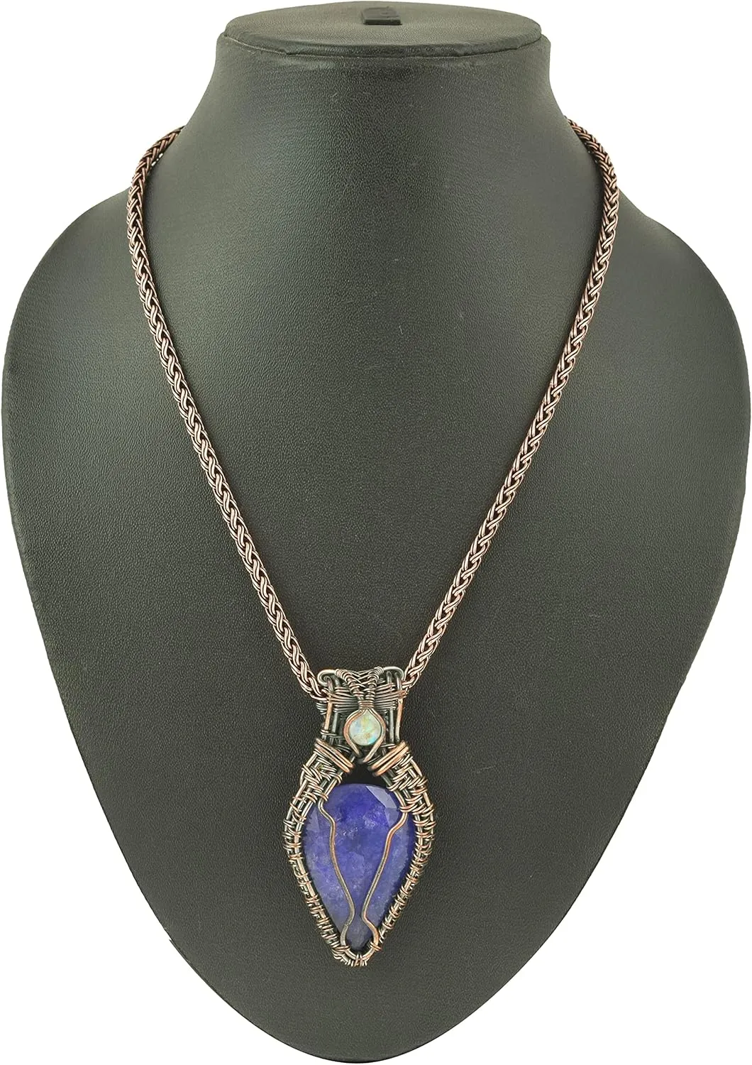 Stunning Handmade Copper Wire Wrapped Multi-Gemstone Pendant Necklace 20" - Perfect for Spiritual Connection and Intuition