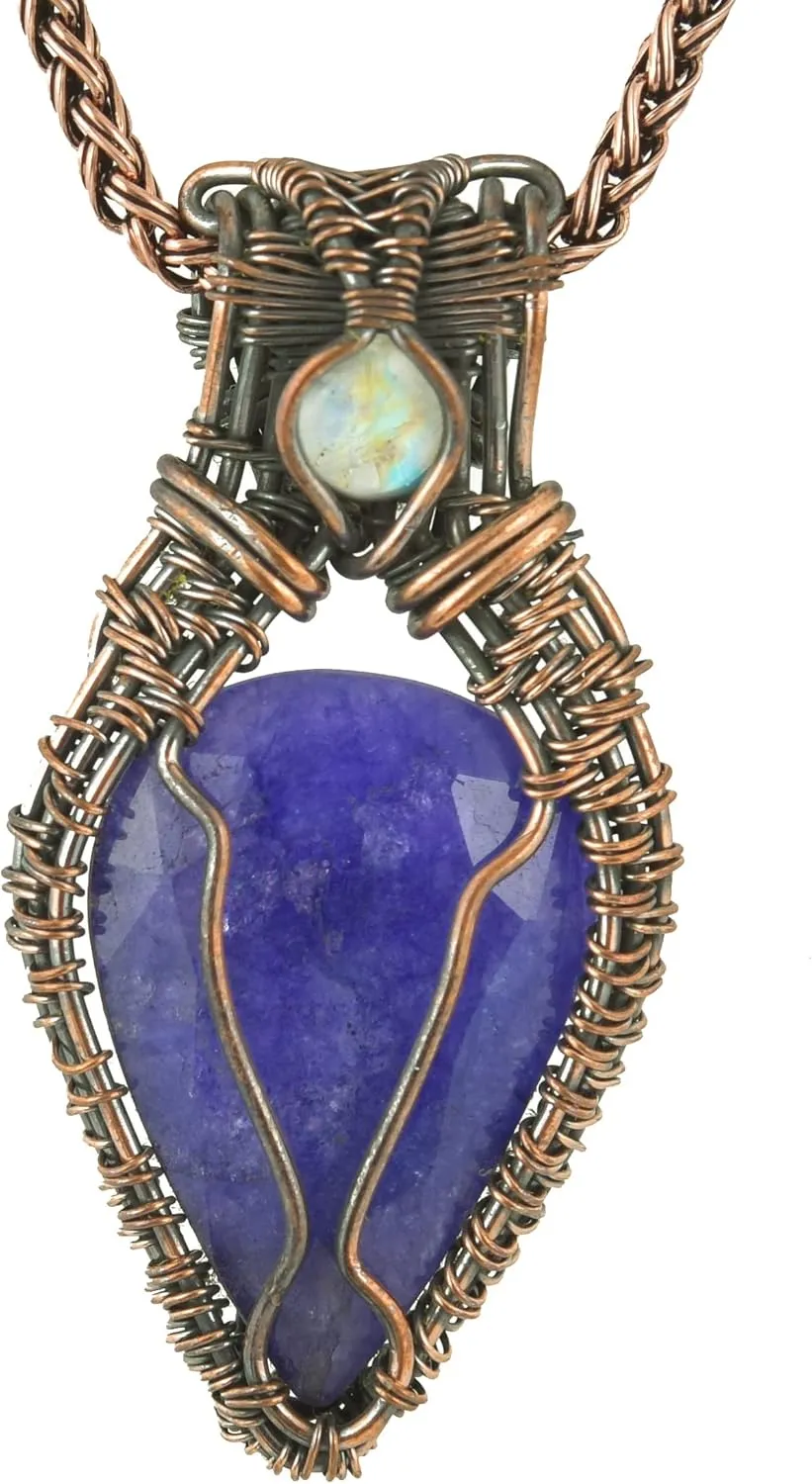 Stunning Handmade Copper Wire Wrapped Multi-Gemstone Pendant Necklace 20" - Perfect for Spiritual Connection and Intuition