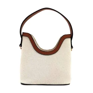 Stylish Tan Mini Canvas Bucket Crossbody Bag