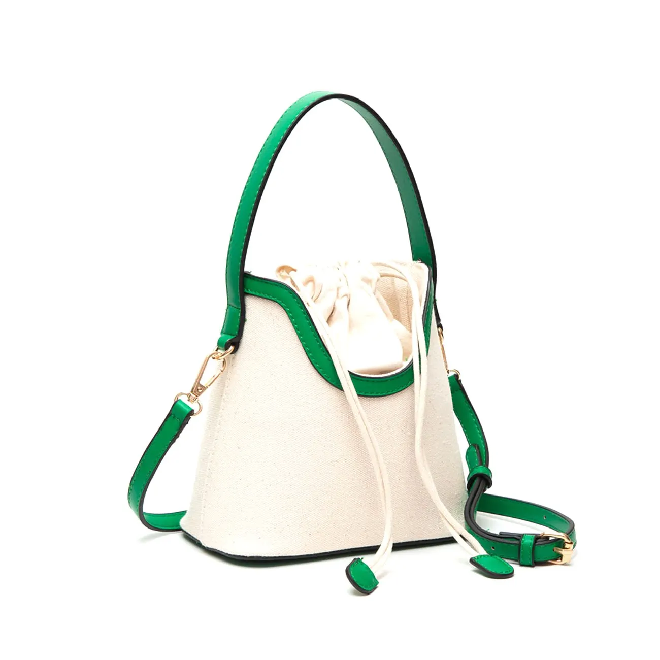 Stylish Tan Mini Canvas Bucket Crossbody Bag