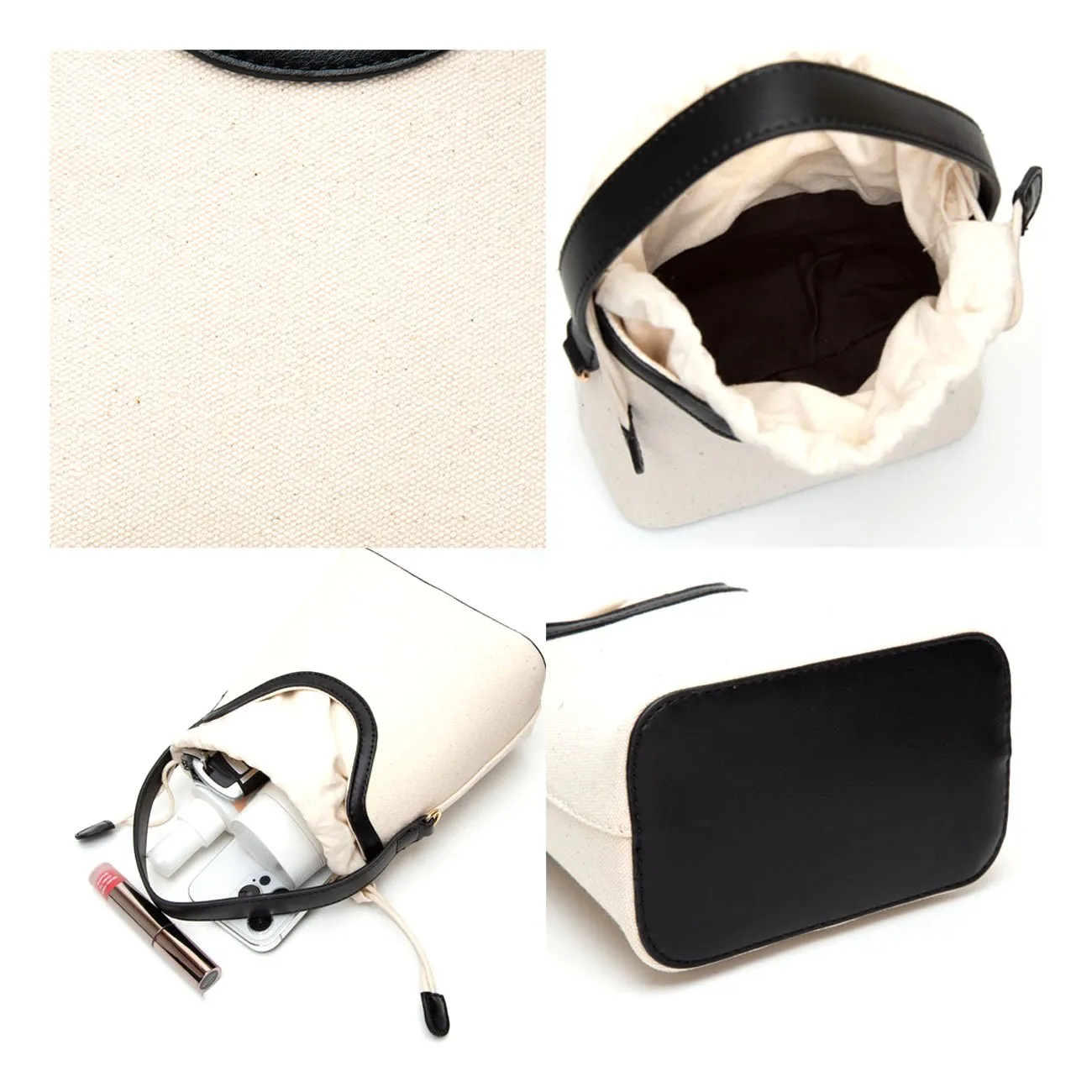 Stylish Tan Mini Canvas Bucket Crossbody Bag