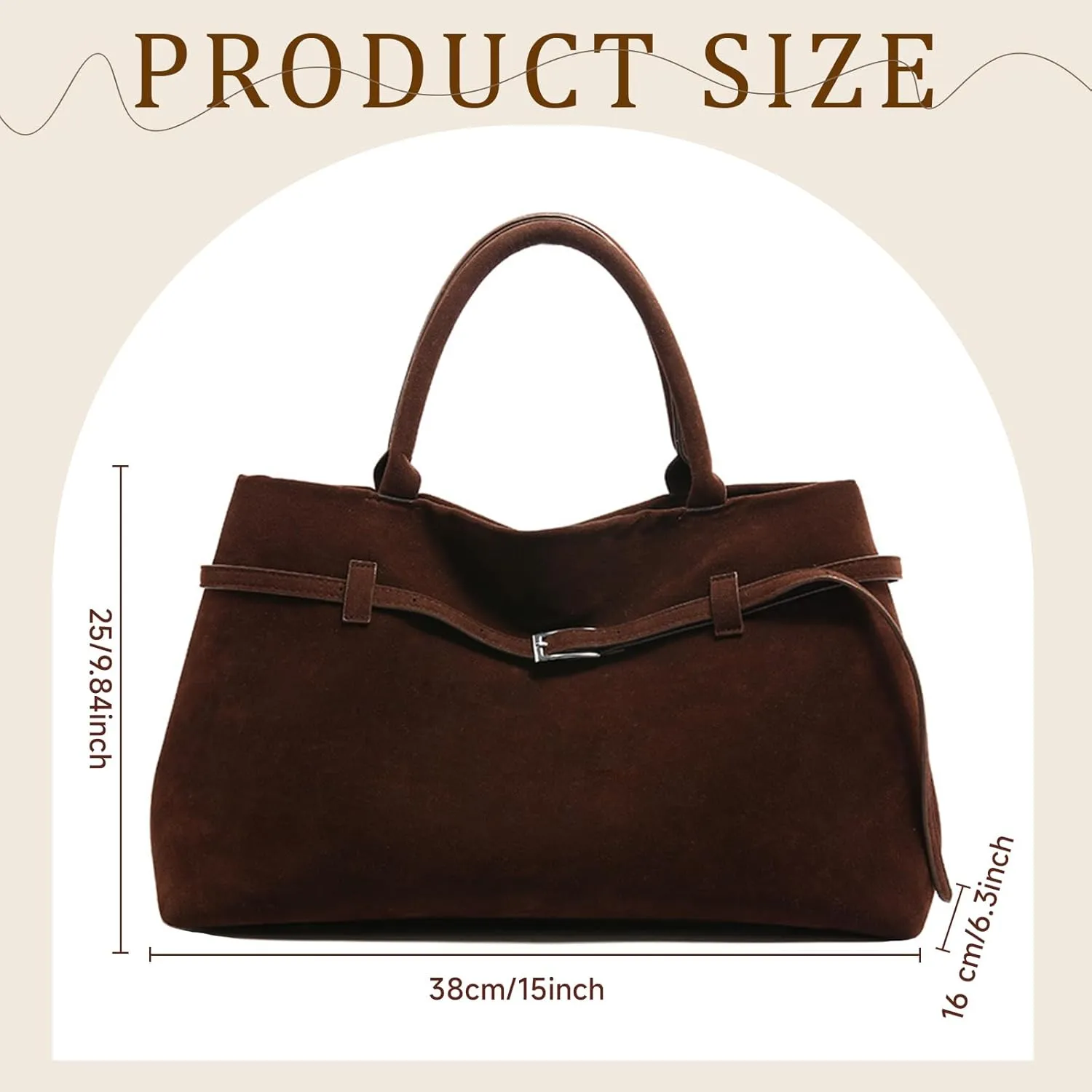 Suede Bags for Women Slouchy Hobo Bag Large Suede Tote Bag Bucket Handbag Retro Purse Vintage Shoulder Satchel Bag