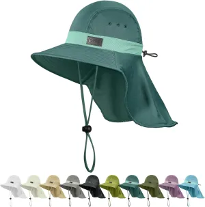Sukeen Cooling Sun Hat for Men Women UPF50  Wide Brim Fishing Hat with Neck Flap Adjustable Foldable Bucket Hat for Hiking