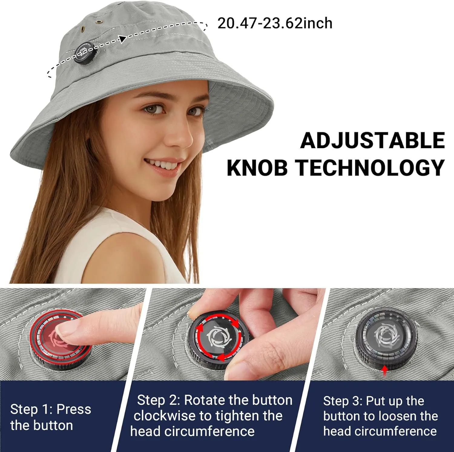 Sukeen Cotton Bucket Hat for Men Women Adjustable Knob Sun Hat UPF 50  Wide Brim Fishing Hat for Walking Daily Outdoor
