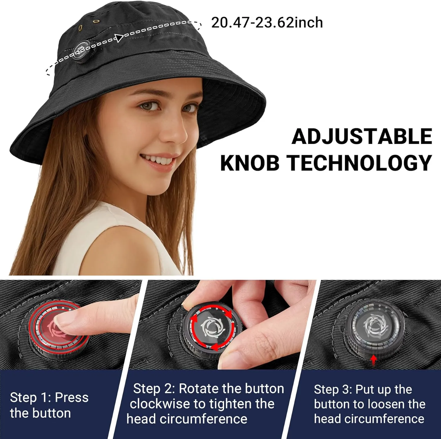 Sukeen Cotton Bucket Hat for Men Women Adjustable Knob Sun Hat UPF 50  Wide Brim Fishing Hat for Walking Daily Outdoor