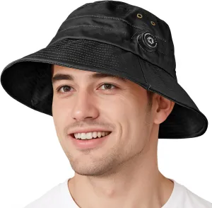 Sukeen Cotton Bucket Hat for Men Women Adjustable Knob Sun Hat UPF 50  Wide Brim Fishing Hat for Walking Daily Outdoor