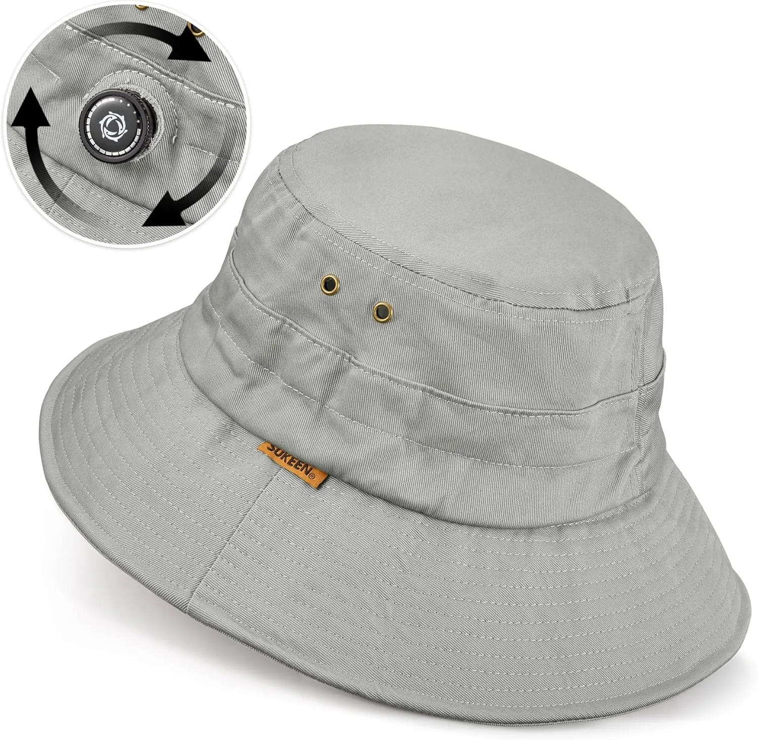 Sukeen Cotton Bucket Hat for Men Women Adjustable Knob Sun Hat UPF 50  Wide Brim Fishing Hat for Walking Daily Outdoor