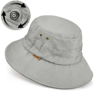 Sukeen Cotton Bucket Hat for Men Women Adjustable Knob Sun Hat UPF 50  Wide Brim Fishing Hat for Walking Daily Outdoor