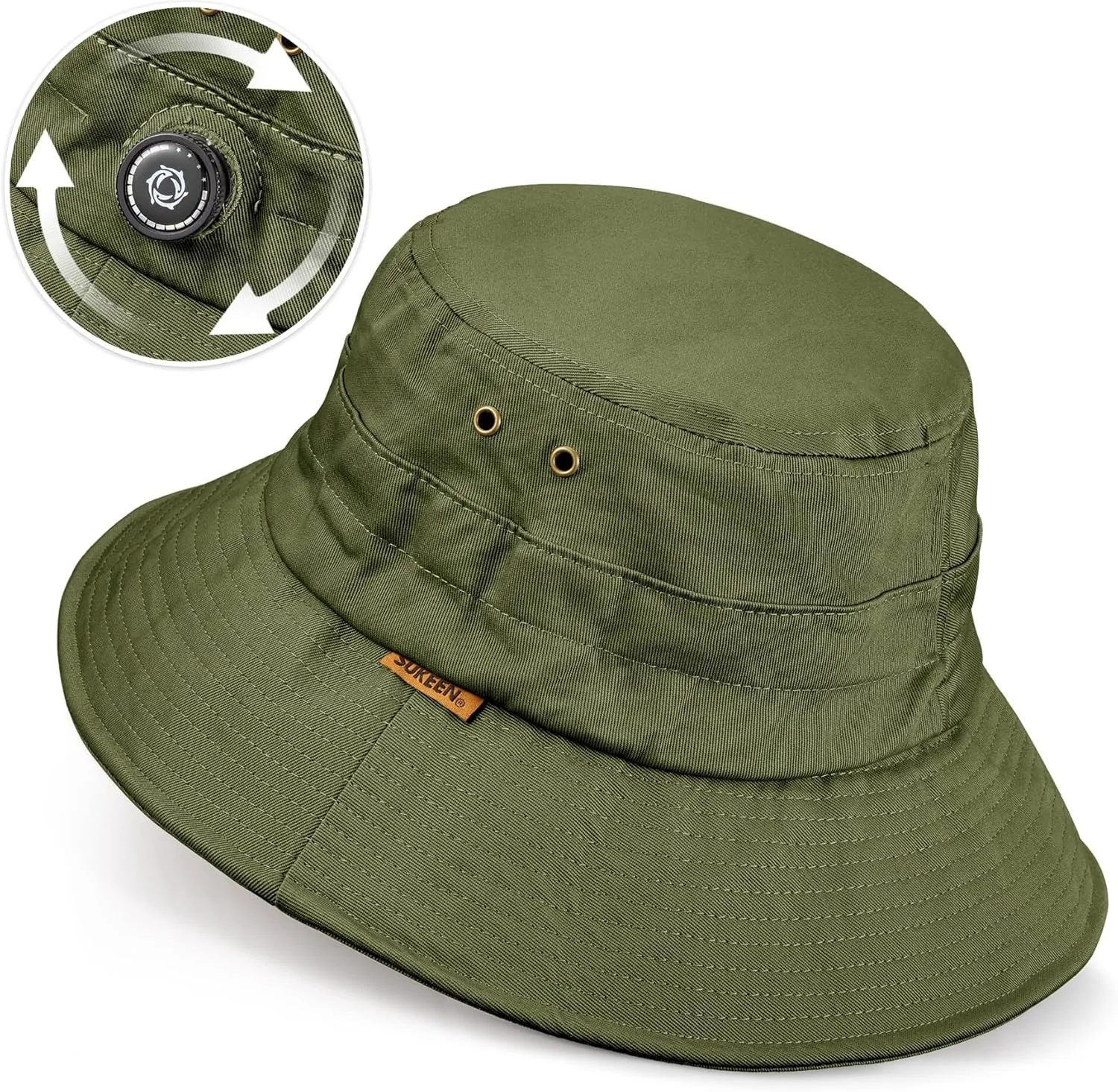 Sukeen Cotton Bucket Hat for Men Women Adjustable Knob Sun Hat UPF 50  Wide Brim Fishing Hat for Walking Daily Outdoor