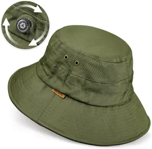 Sukeen Cotton Bucket Hat for Men Women Adjustable Knob Sun Hat UPF 50  Wide Brim Fishing Hat for Walking Daily Outdoor
