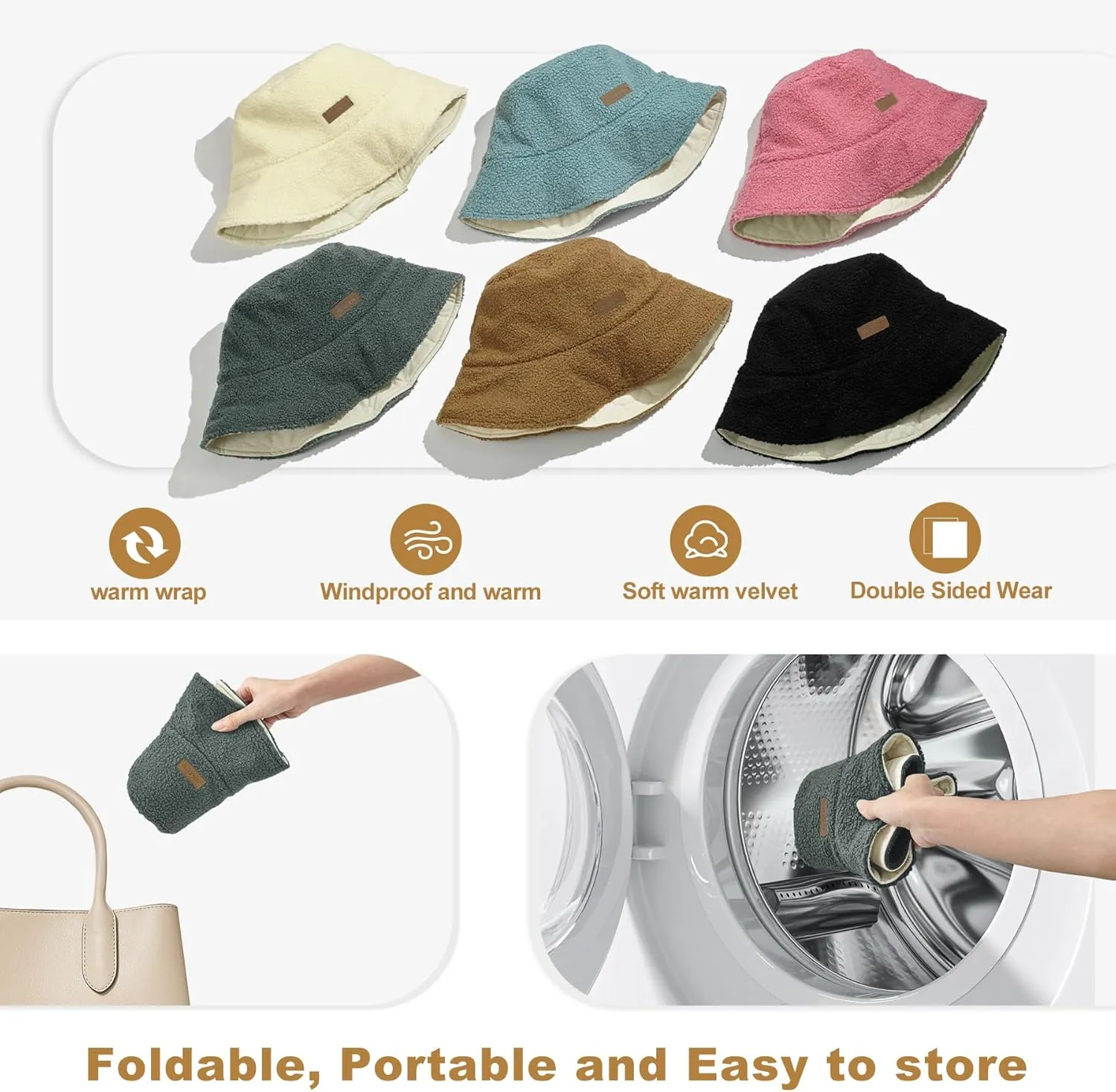 Sukeen Oversized Winter Bucket Hat for Big Heads Large Faux Fur Bucket Hat Fluffy Warm Hat Trendy Fisherman Cap for Daily