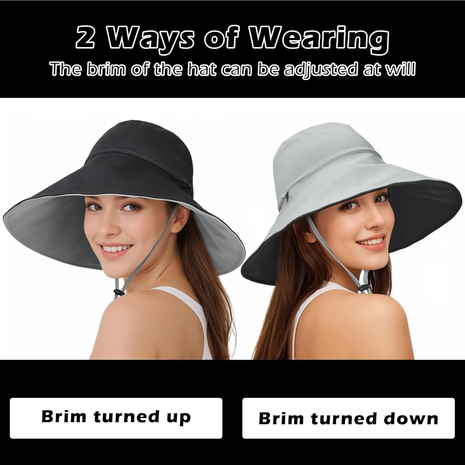 Sukeen Wide Brim Sun Hats for Women Men, Double Sided Wearing Fishing Hats UPF50  Cooling Bucket Hat for Beach Hiking Outdoor