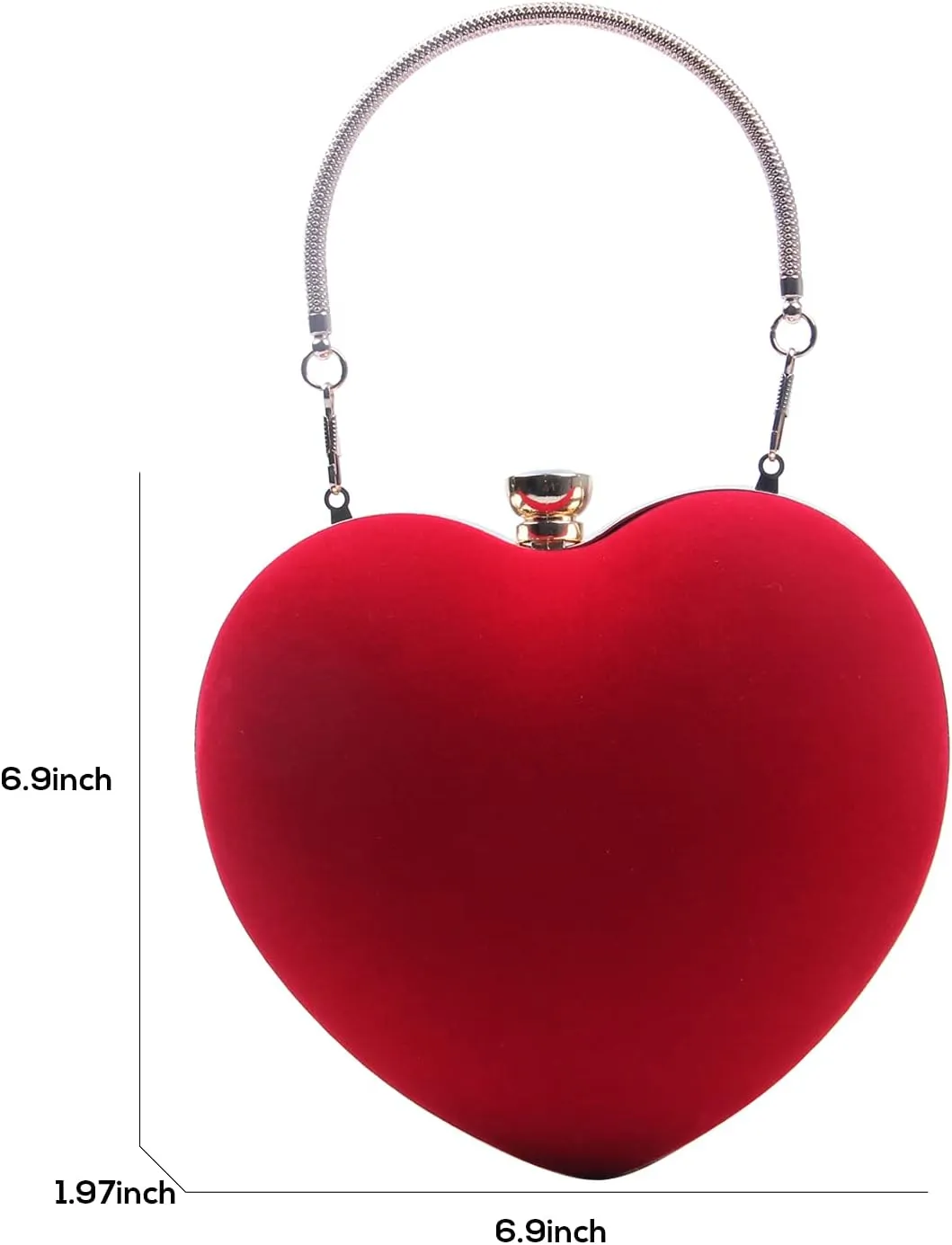 SUKUTU Womens Heart Shape Evening Bag Purse Velvet Party Tote Mini Handbag Clutch Chain Clear Shoulder Bag