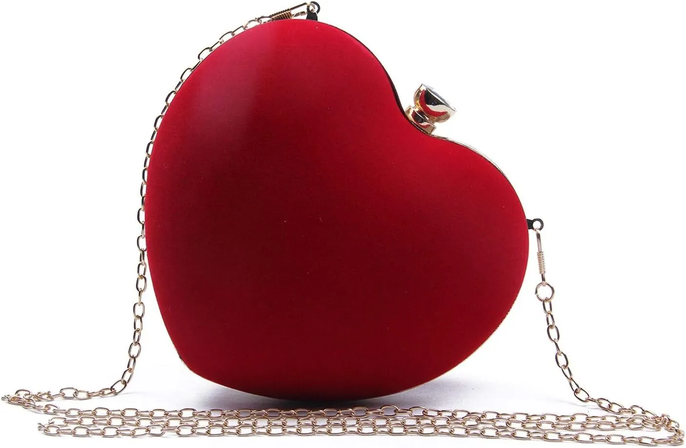 SUKUTU Womens Heart Shape Evening Bag Purse Velvet Party Tote Mini Handbag Clutch Chain Clear Shoulder Bag