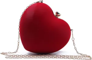 SUKUTU Womens Heart Shape Evening Bag Purse Velvet Party Tote Mini Handbag Clutch Chain Clear Shoulder Bag