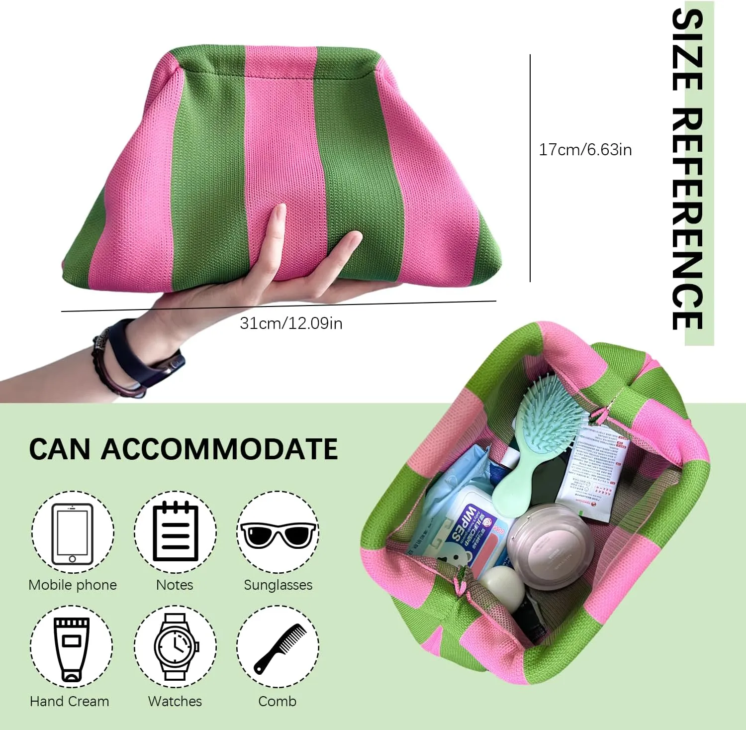 Summer Beach Dumpling Clutch Purses for Women, Woven Crochet Handbags Ruched Cloud Colorblock 2024