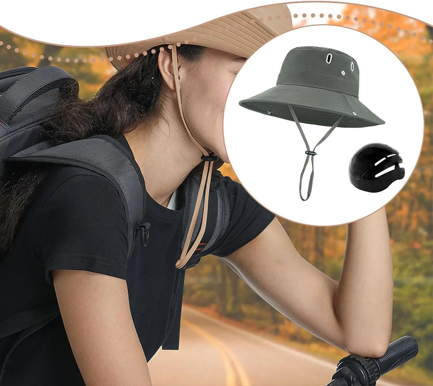 Sun Bucket Hat with Inner Hard Shell,Quick Fishing Hat Wide Brim for Riding Outside Work Backpacking Hunting Outdoor
