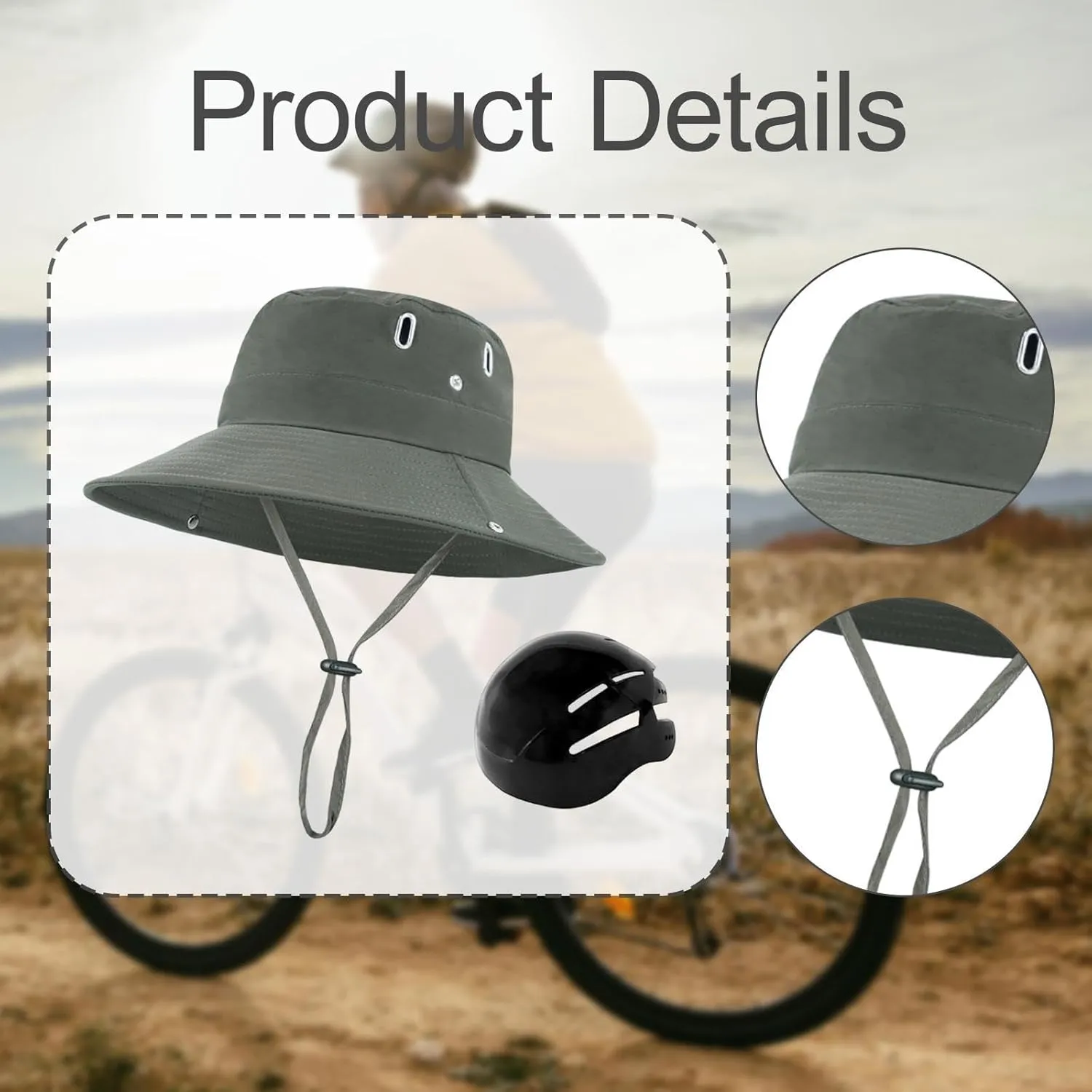 Sun Bucket Hat with Inner Hard Shell,Quick Fishing Hat Wide Brim for Riding Outside Work Backpacking Hunting Outdoor