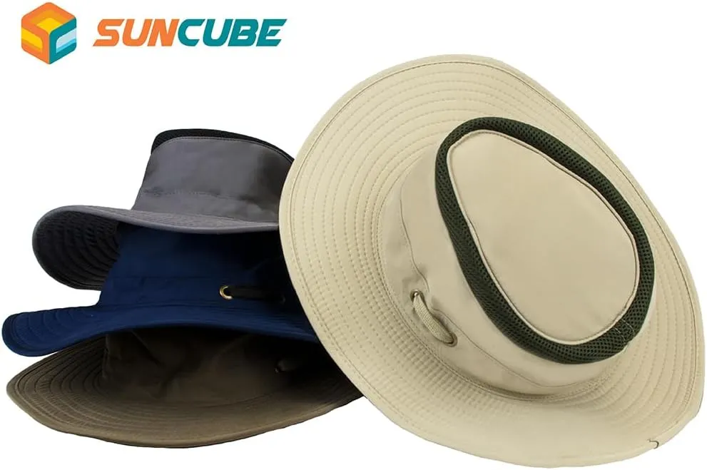 SUN CUBE Wide Brim Sun Hat for Men Women, Sun Protection UV Hat, Safari Hiking Boonie Hat