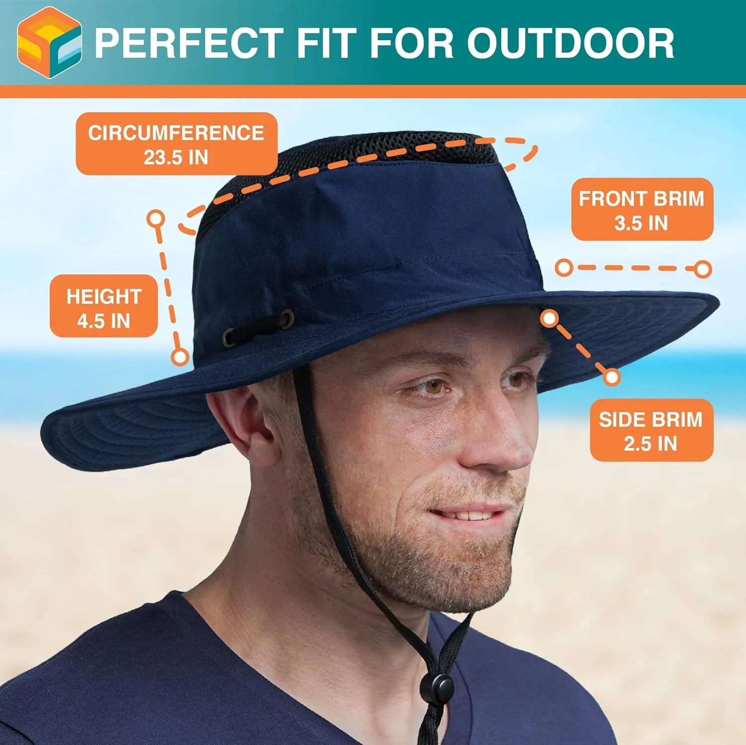 SUN CUBE Wide Brim Sun Hat for Men Women, Sun Protection UV Hat, Safari Hiking Boonie Hat