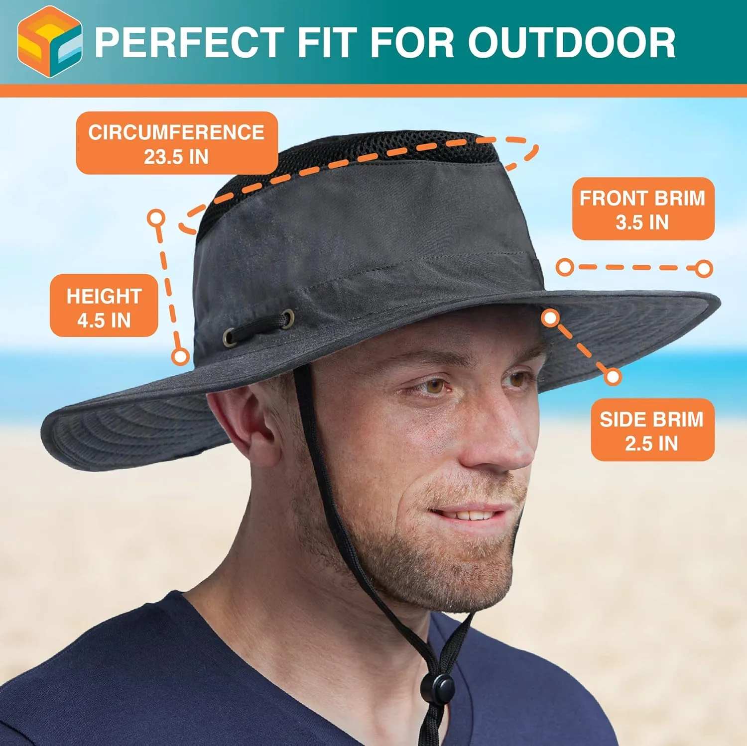 SUN CUBE Wide Brim Sun Hat for Men Women, Sun Protection UV Hat, Safari Hiking Boonie Hat